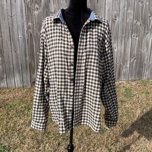 WOOLRICH Classic Black Cream Button Flannel XL